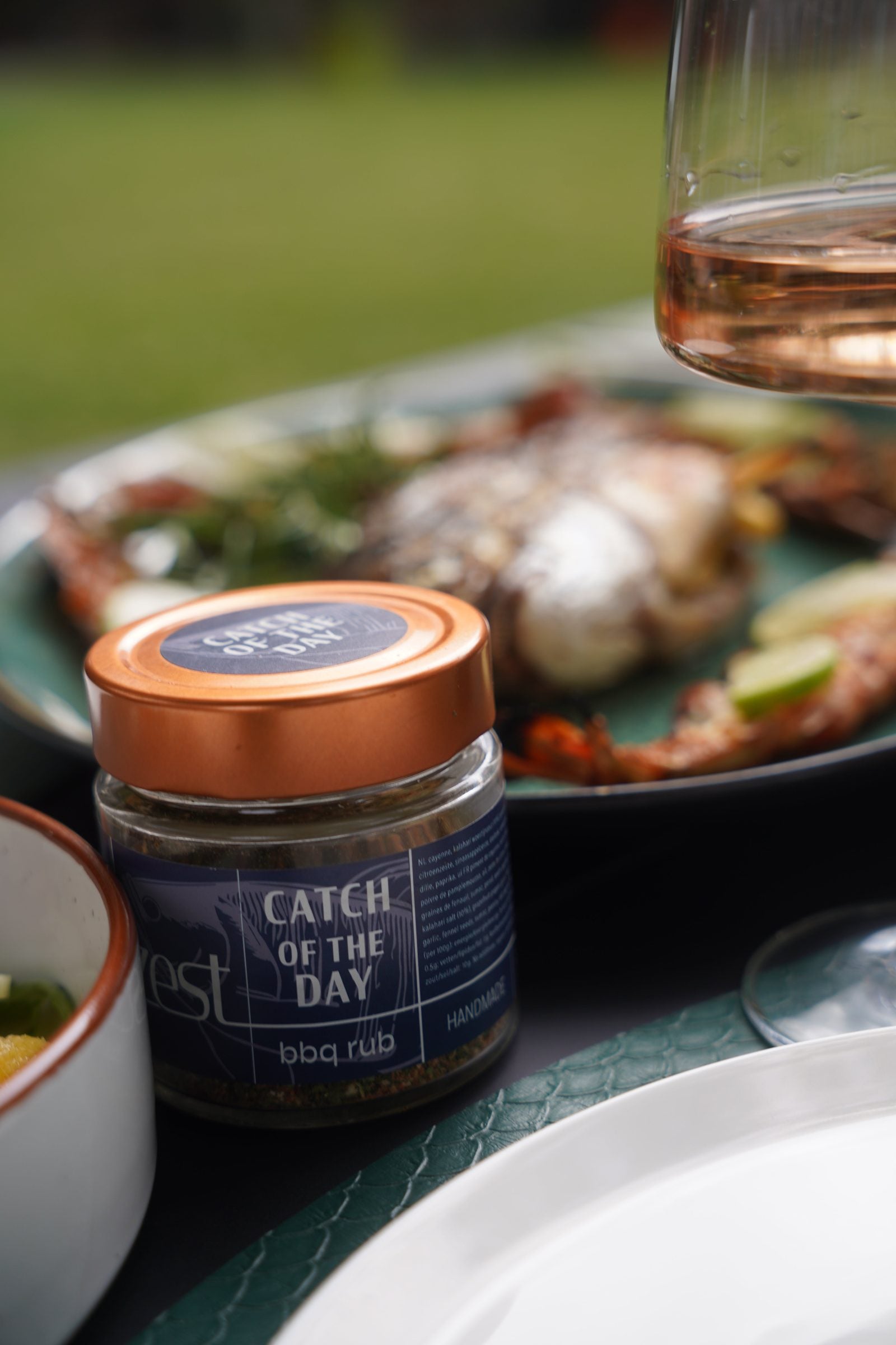 Catch Of The Day fish and seafood rub in glass jar with ZEST label