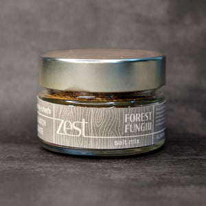 Forest Funghi porcini mushroom salt in glass jar with ZEST label