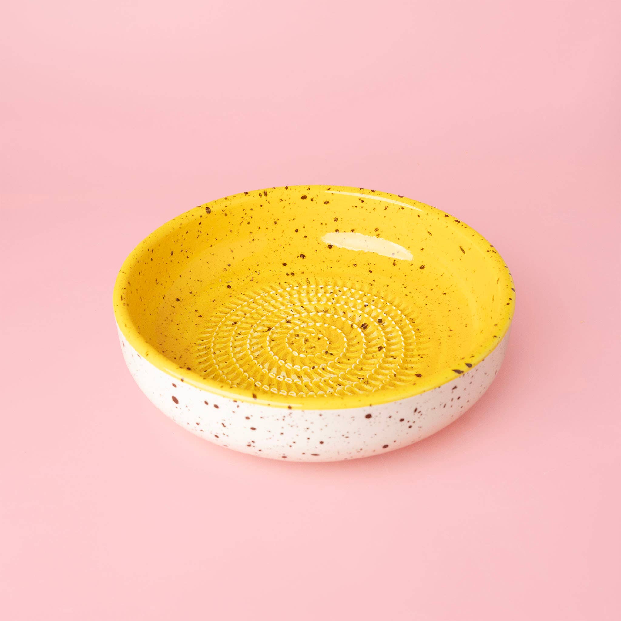 ZEST ceramic grater plate yellow side view