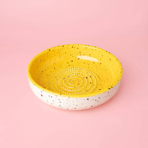 ZEST ceramic grater plate yellow side view