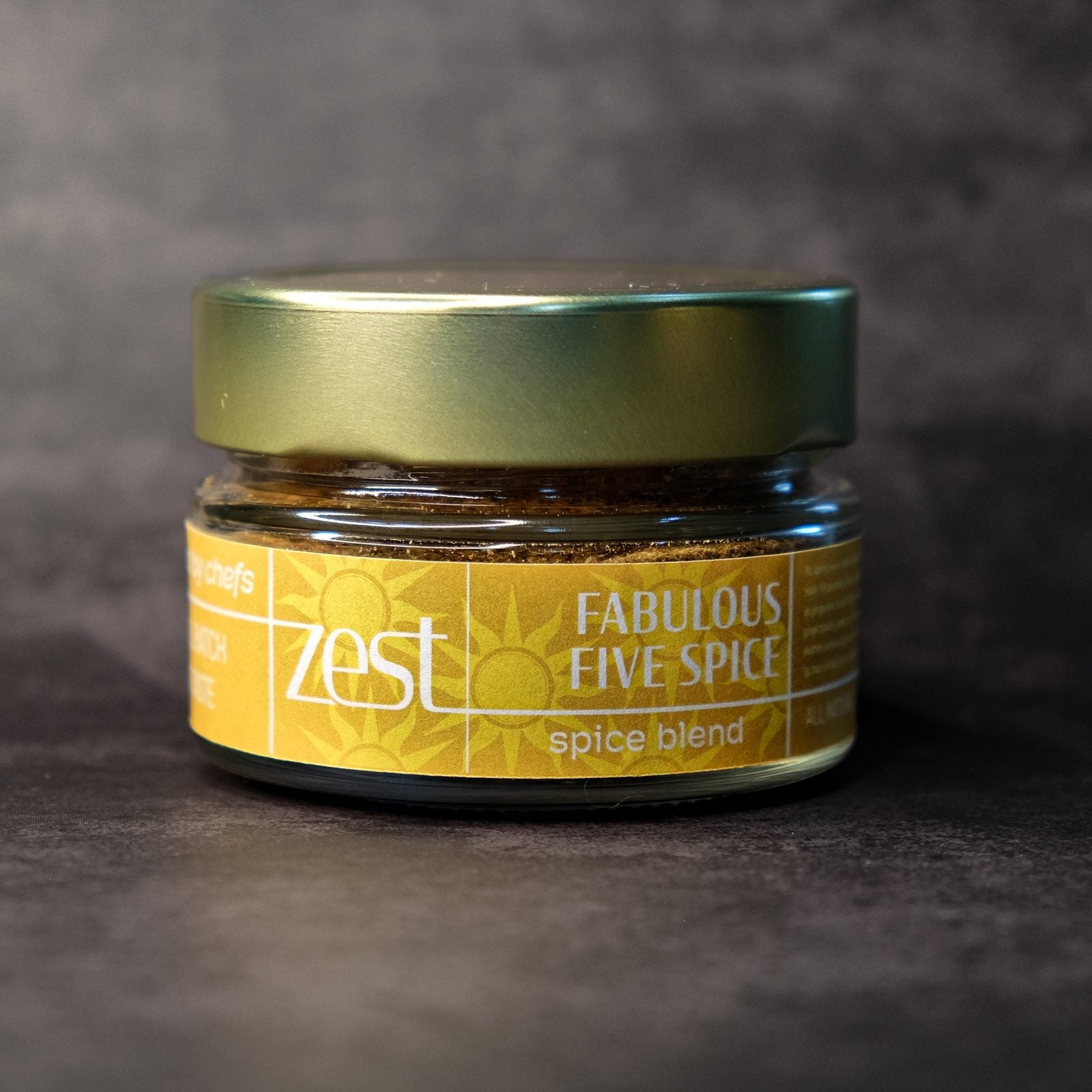 Fabulous Five Spice Chinese star anise blend in glass jar with ZEST label