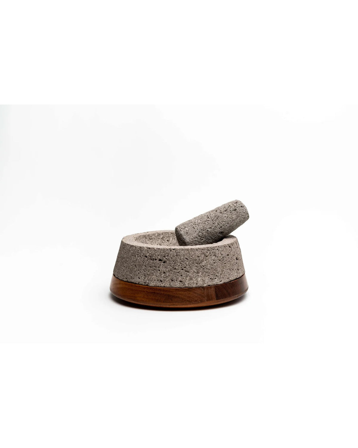 ZEST Molcajete, lava stone mortar and pestle with wooden base